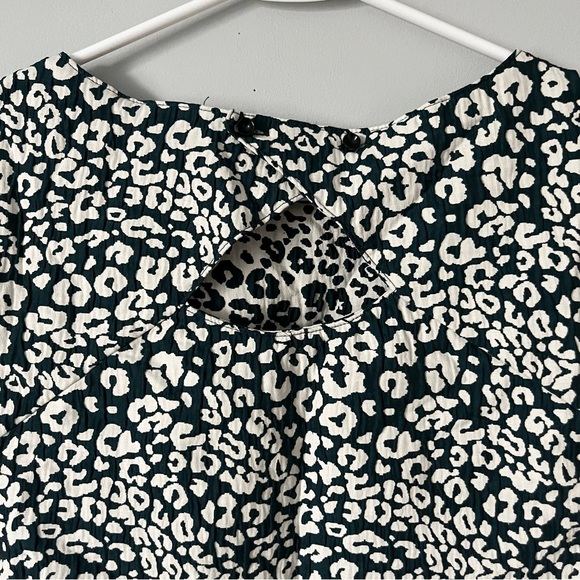 Zara dark green & white leopard print peplum sleeveless blouse - Picture 13 of 16
